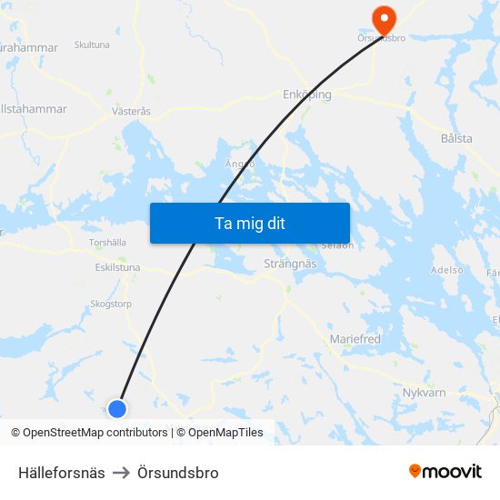 Hälleforsnäs to Örsundsbro map