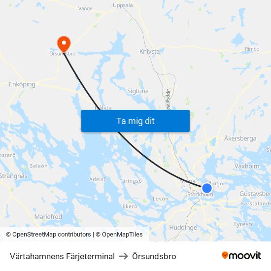 Värtahamnens Färjeterminal to Örsundsbro map