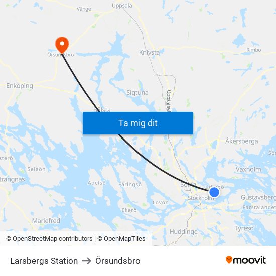 Larsbergs Station to Örsundsbro map