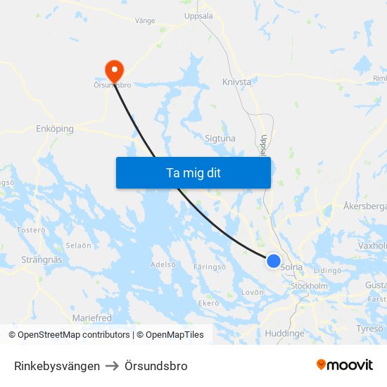 Rinkebysvängen to Örsundsbro map