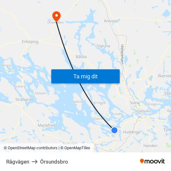 Rågvägen to Örsundsbro map