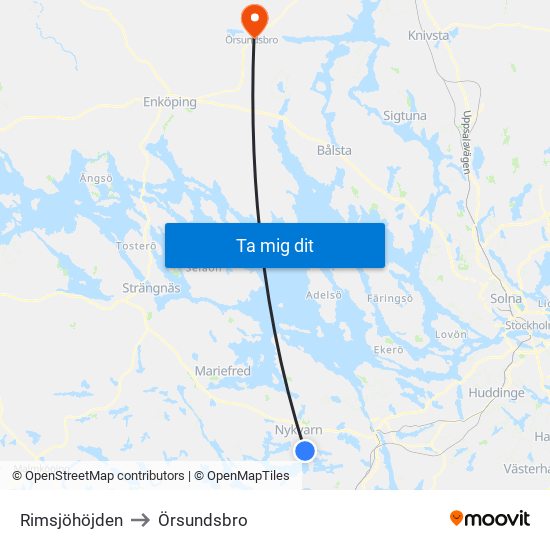 Rimsjöhöjden to Örsundsbro map