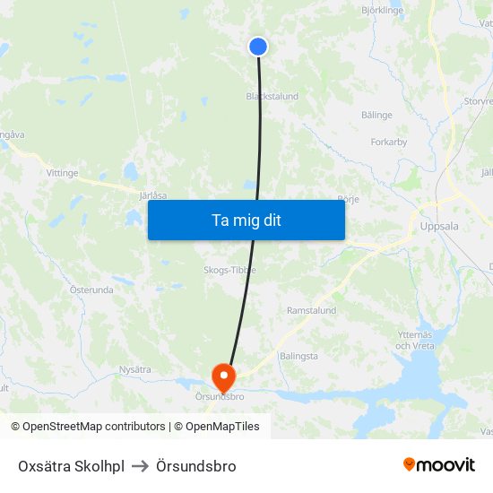 Oxsätra Skolhpl to Örsundsbro map