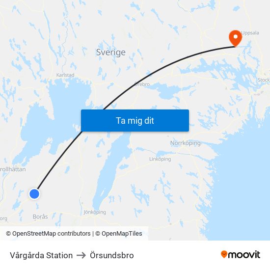 Vårgårda Station to Örsundsbro map