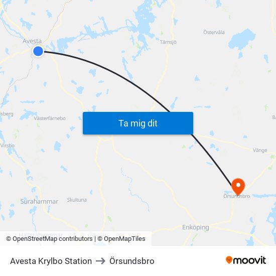 Avesta Krylbo Station to Örsundsbro map