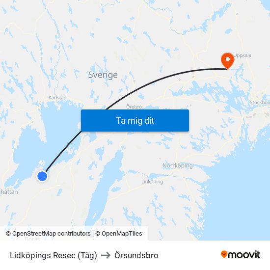 Lidköpings Resec (Tåg) to Örsundsbro map