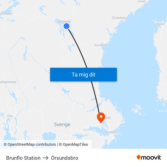 Brunflo Station to Örsundsbro map