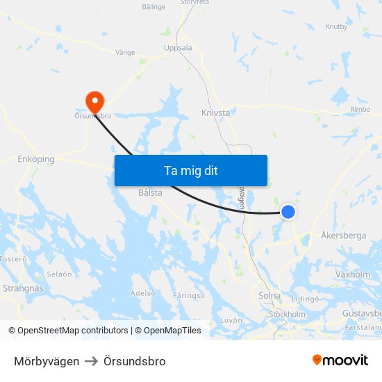 Mörbyvägen to Örsundsbro map