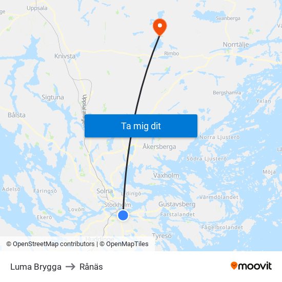 Luma Brygga to Rånäs map