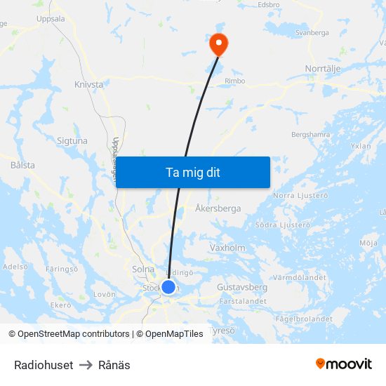 Radiohuset to Rånäs map