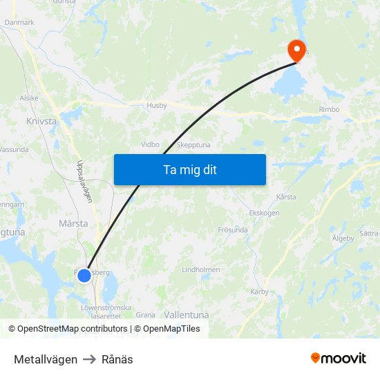 Metallvägen to Rånäs map