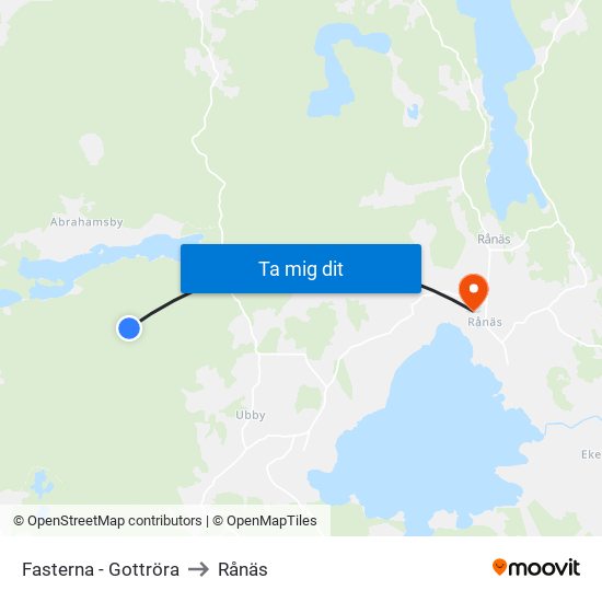 Fasterna - Gottröra to Rånäs map