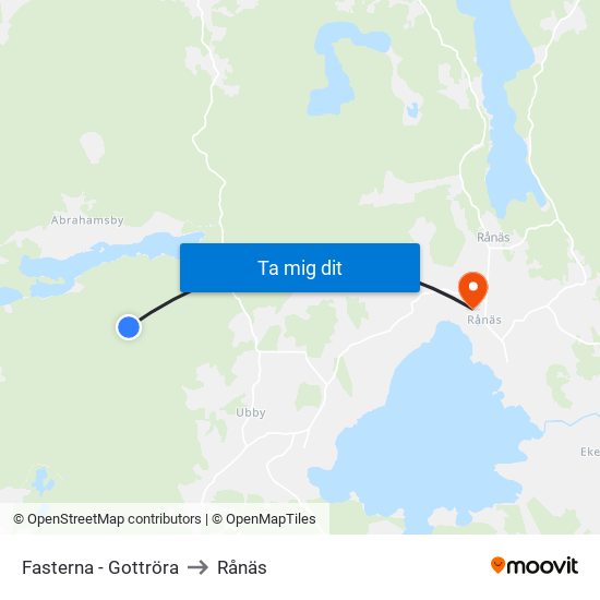 Fasterna - Gottröra to Rånäs map