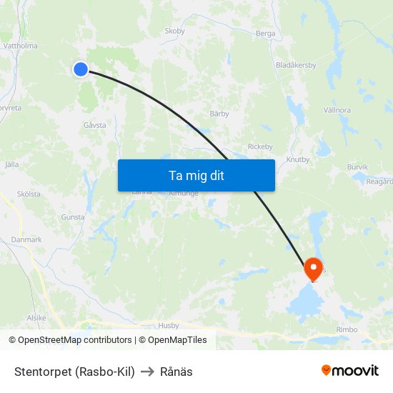 Stentorpet (Rasbo-Kil) to Rånäs map