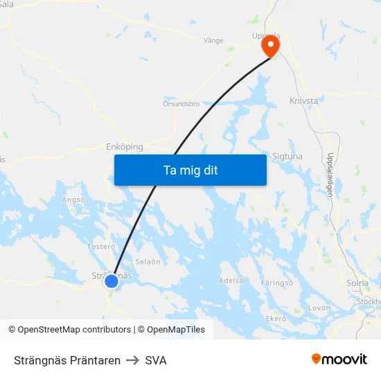 Strängnäs Präntaren to SVA map