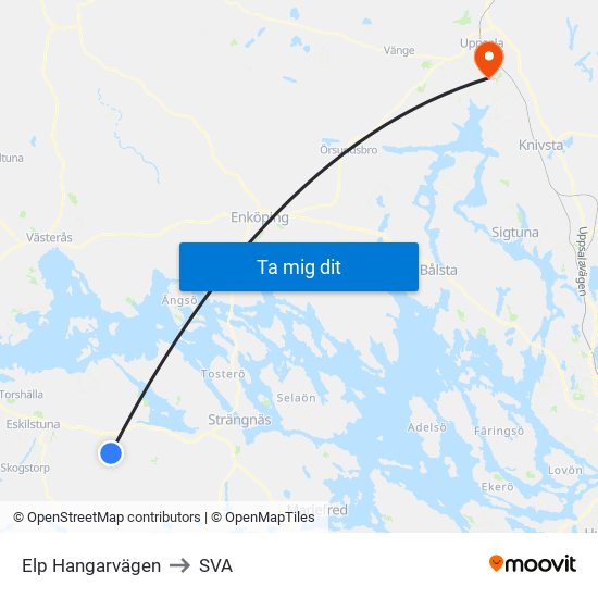 Elp Hangarvägen to SVA map