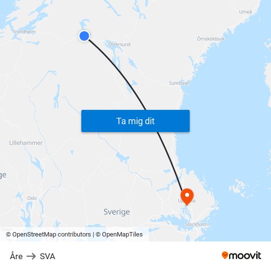 Åre to SVA map