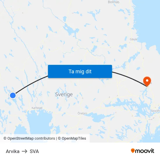 Arvika to SVA map