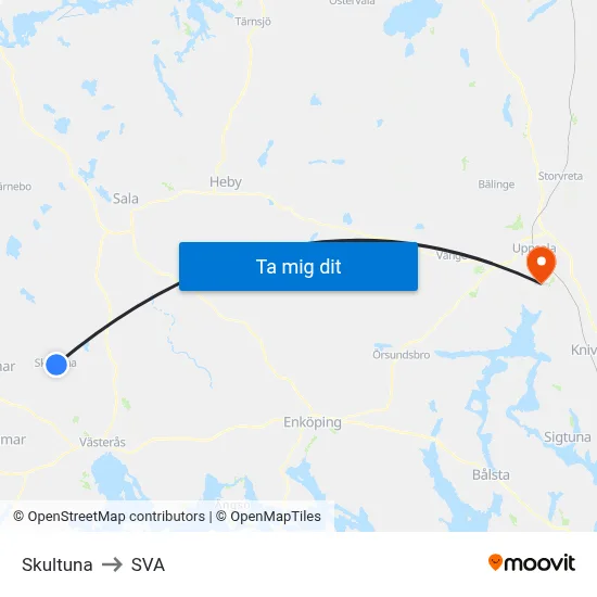 Skultuna to SVA map