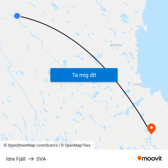 Idre Fjäll to SVA map