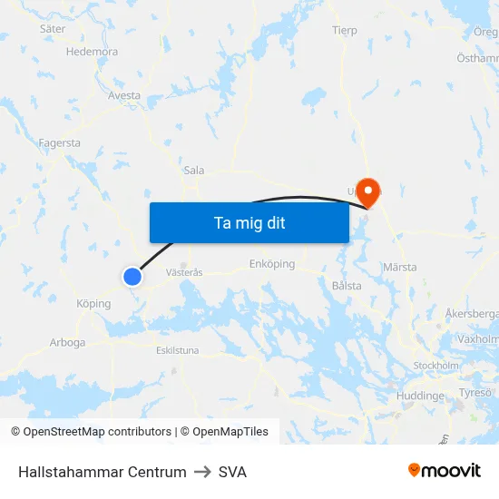 Hallstahammar Centrum to SVA map