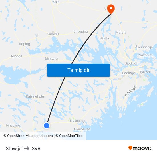 Stavsjö to SVA map