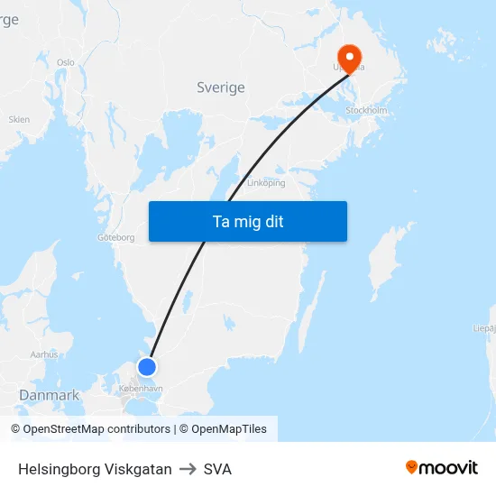 Helsingborg Viskgatan to SVA map