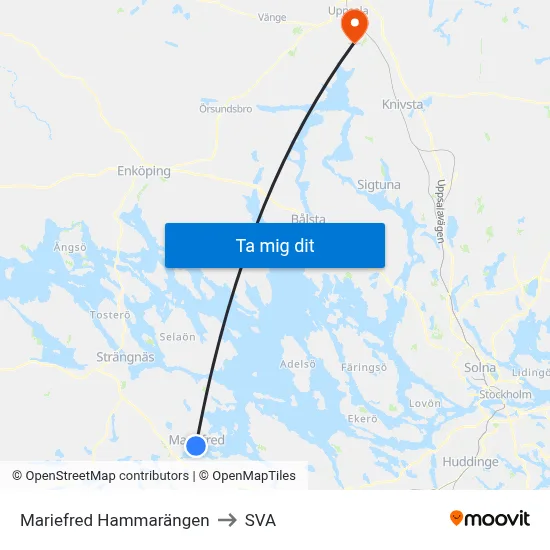 Mariefred Hammarängen to SVA map