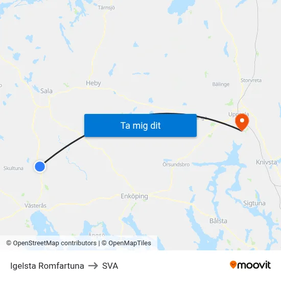 Igelsta Romfartuna to SVA map