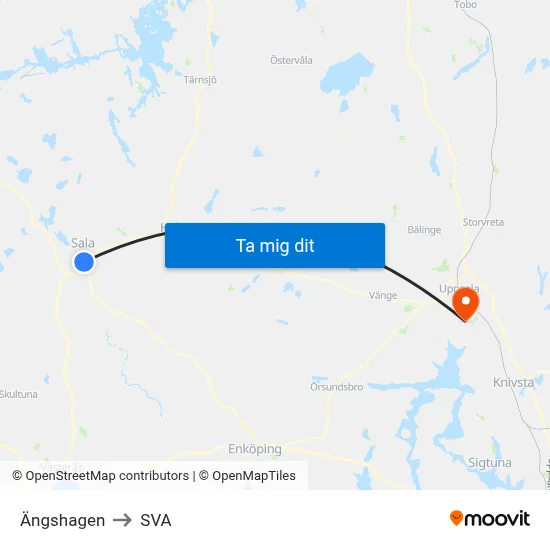 Ängshagen to SVA map