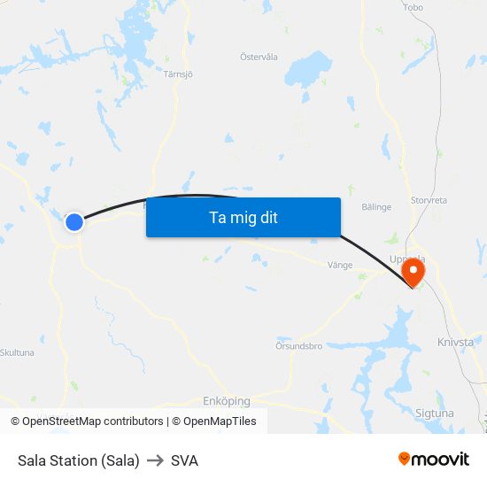 Sala Station (Sala) to SVA map