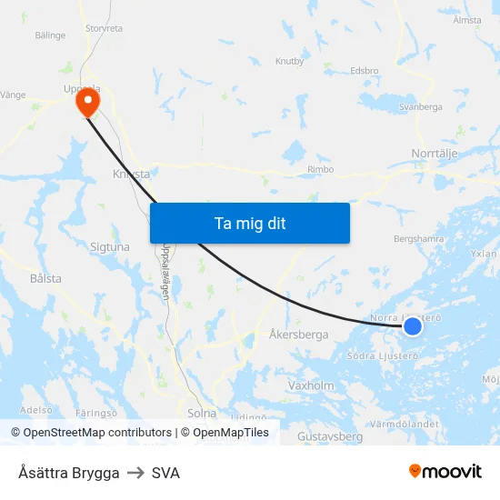 Åsättra Brygga to SVA map