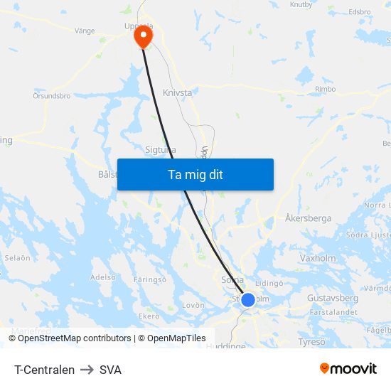 T-Centralen to SVA map