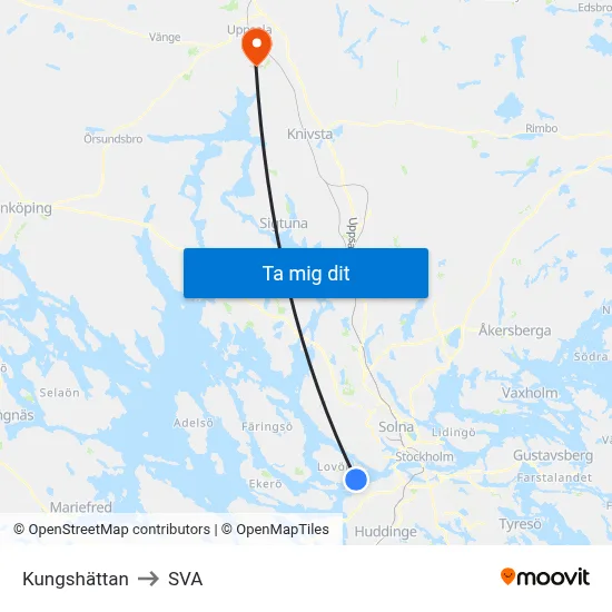 Kungshättan to SVA map