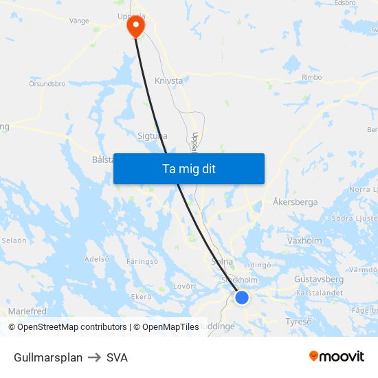 Gullmarsplan to SVA map