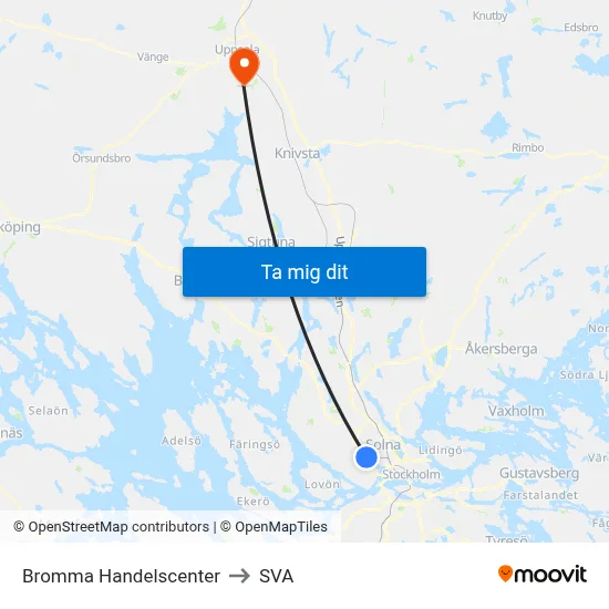 Bromma Handelscenter to SVA map