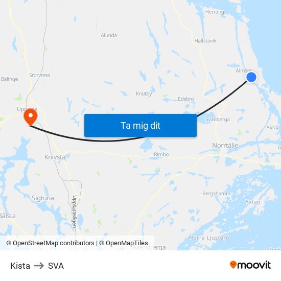 Kista to SVA map