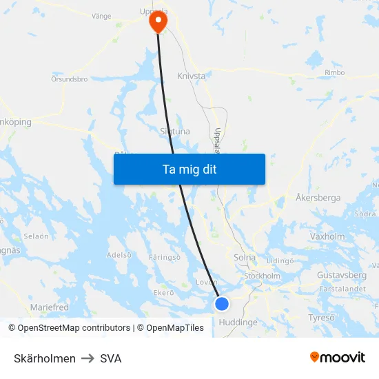 Skärholmen to SVA map