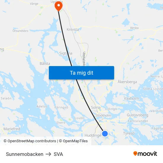 Sunnemobacken to SVA map