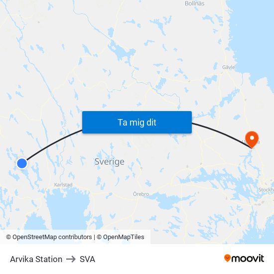 Arvika Station to SVA map