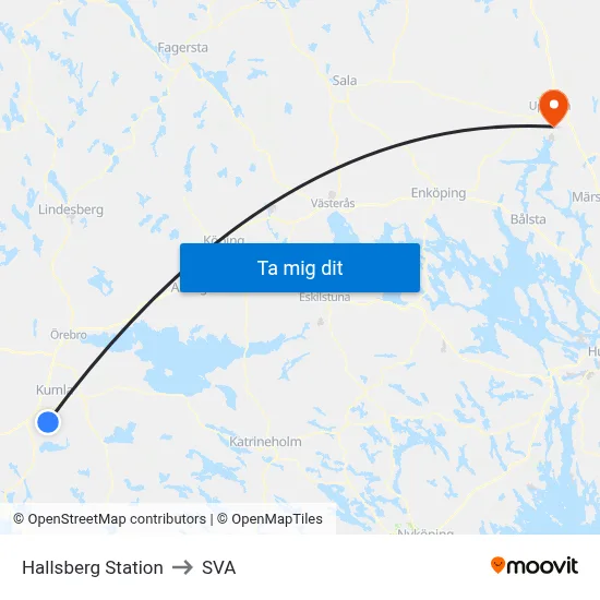 Hallsberg Station to SVA map