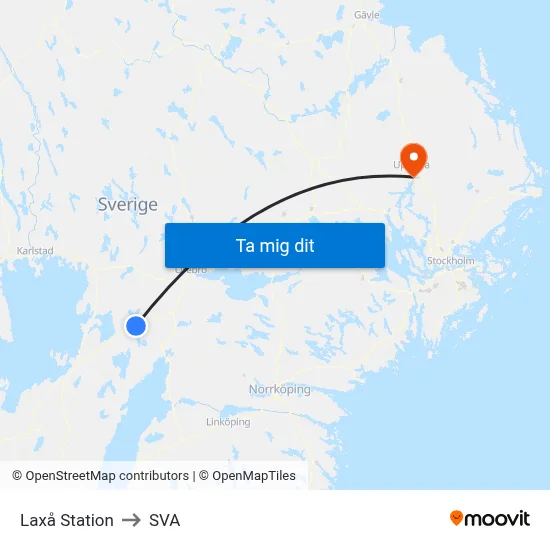 Laxå Station to SVA map