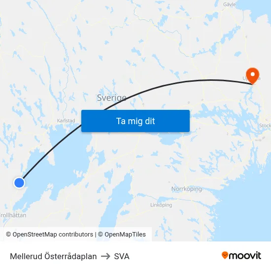 Mellerud Österrådaplan to SVA map