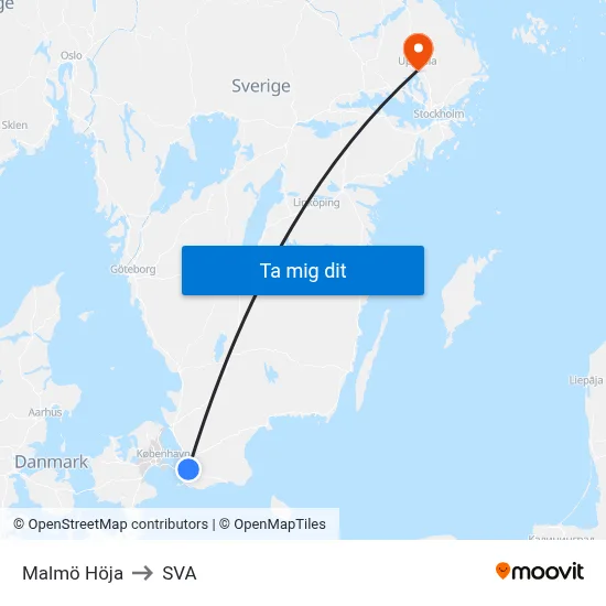 Malmö Höja to SVA map