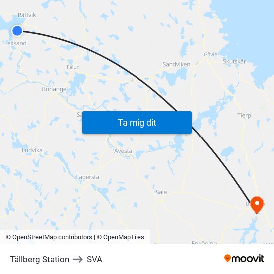 Tällberg Station to SVA map