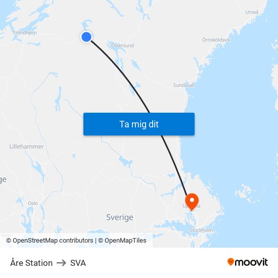 Åre Station to SVA map