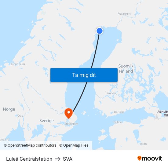 Luleå Centralstation to SVA map