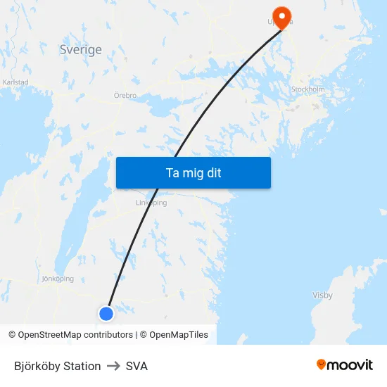 Björköby Station to SVA map