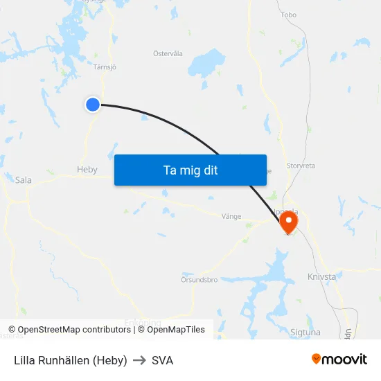 Lilla Runhällen (Heby) to SVA map
