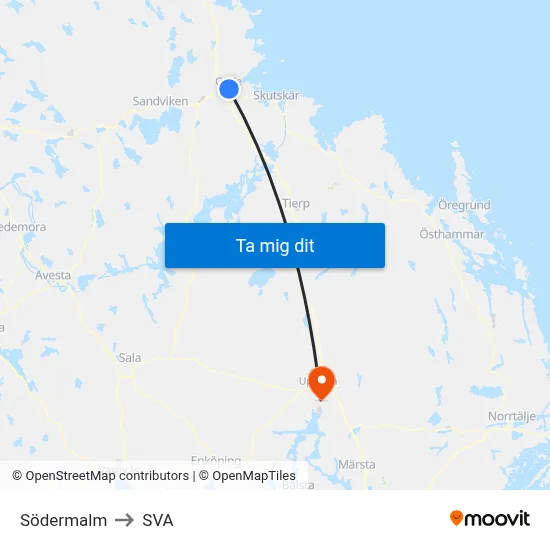 Södermalm to SVA map